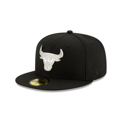 Chicago Bulls Gorra | New Era NBA Metal Texture 59fifty Fitted Cap Mexico - Negros